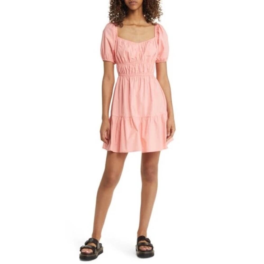 BP Brass Plum Nordstrom Balloon Sleeve Mini Dress in Pink Hydrangea Size: XS